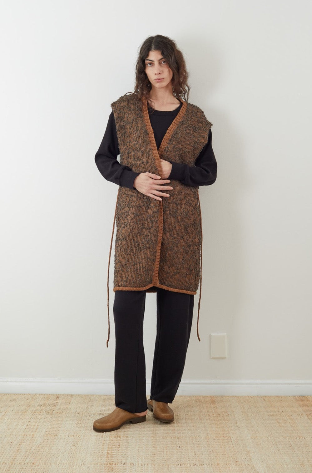 Wol Hide Knit Weave Vest in Loam