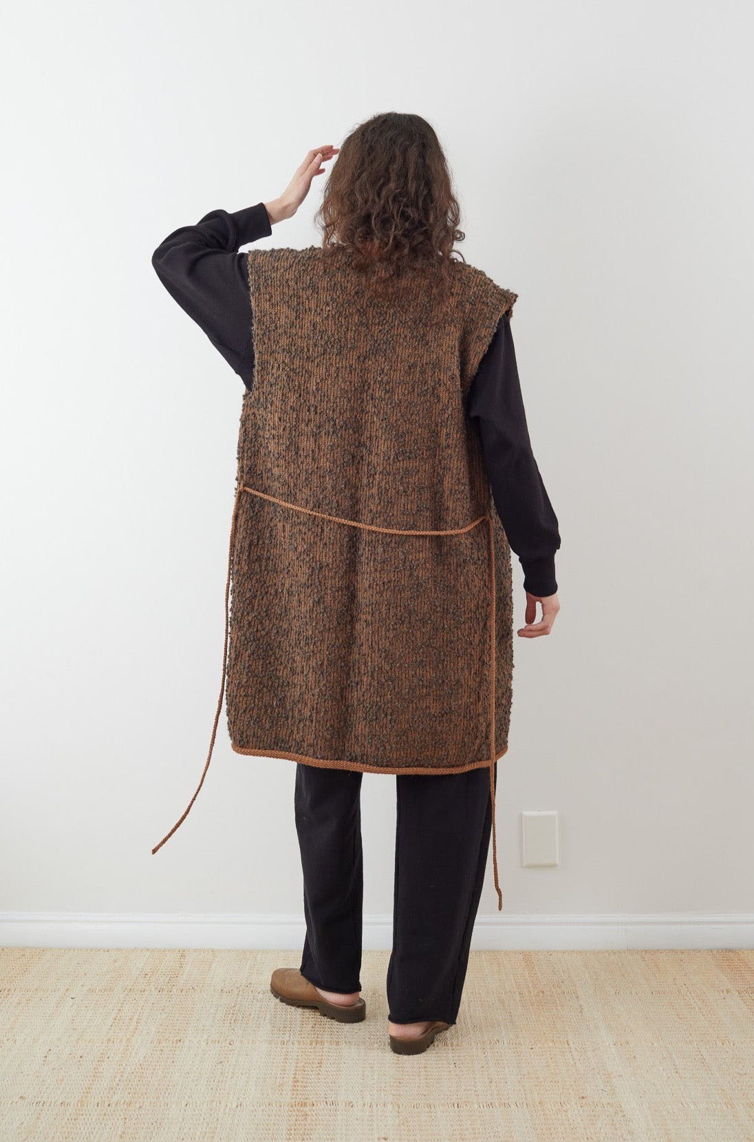 Wol Hide Knit Weave Vest in Loam