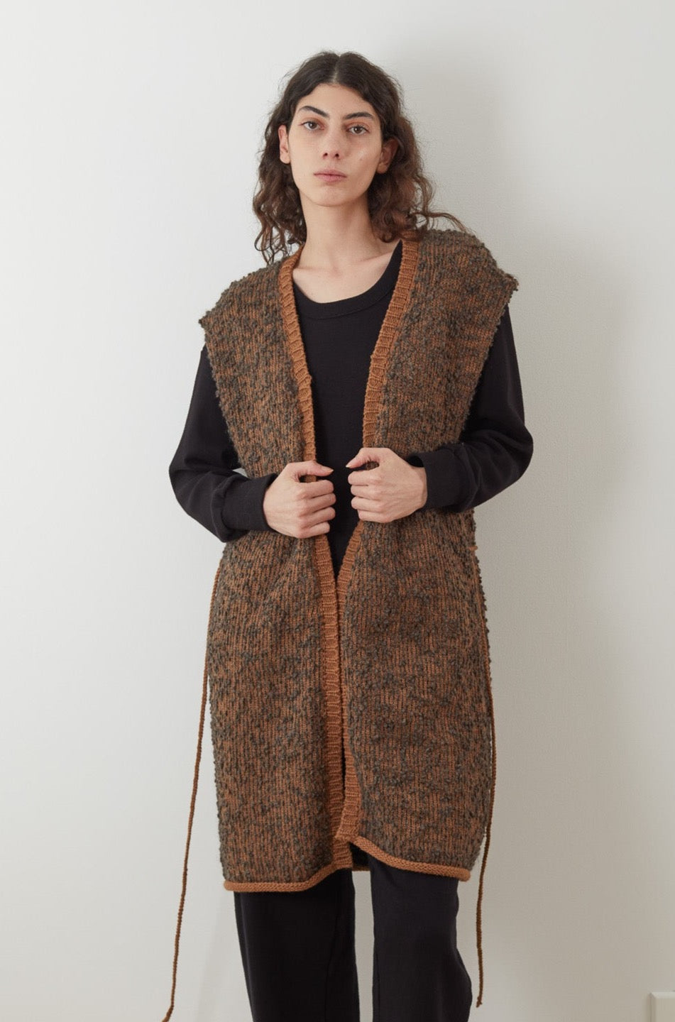 Wol Hide Knit Weave Vest in Loam