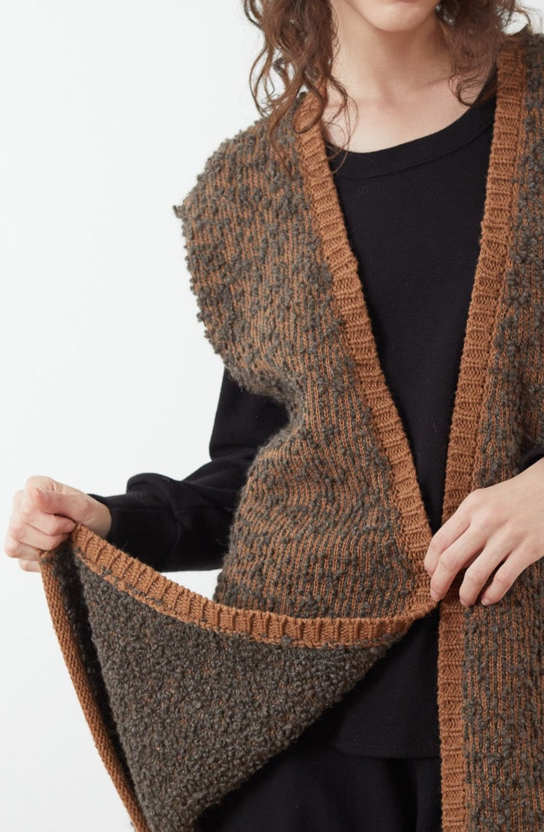 Wol Hide Knit Weave Vest in Loam