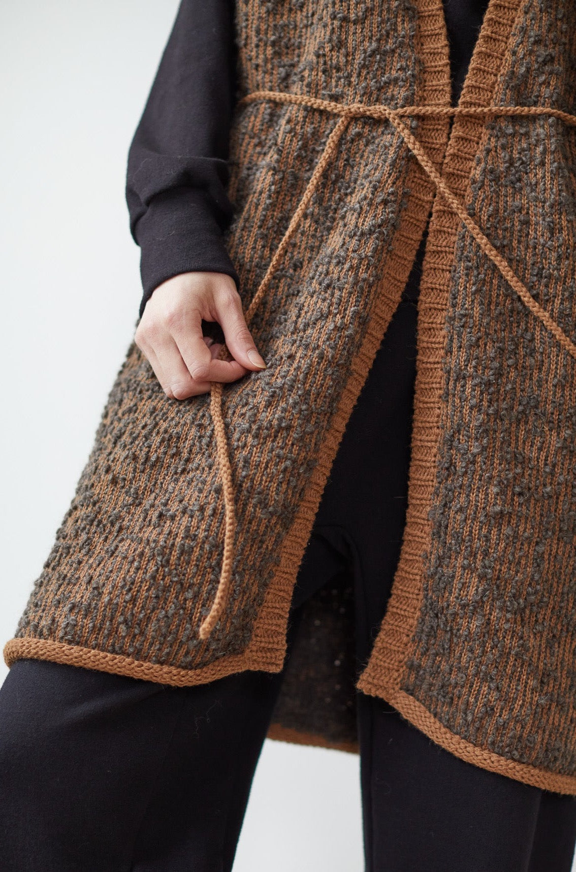 Wol Hide Knit Weave Vest in Loam