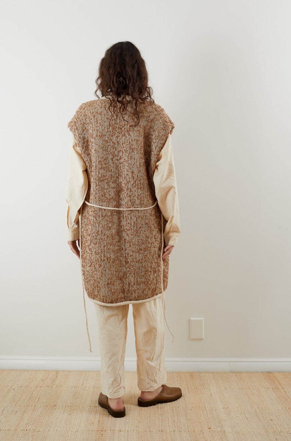 Wol Hide Knit Weave Vest in Praline