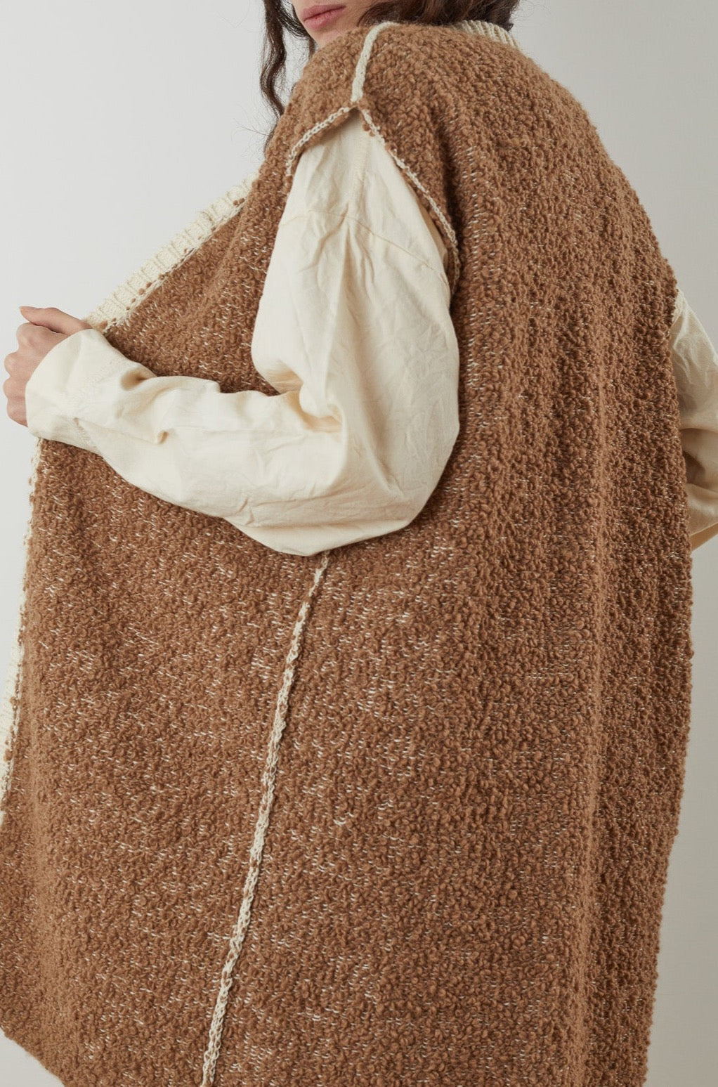 Wol Hide Knit Weave Vest in Praline