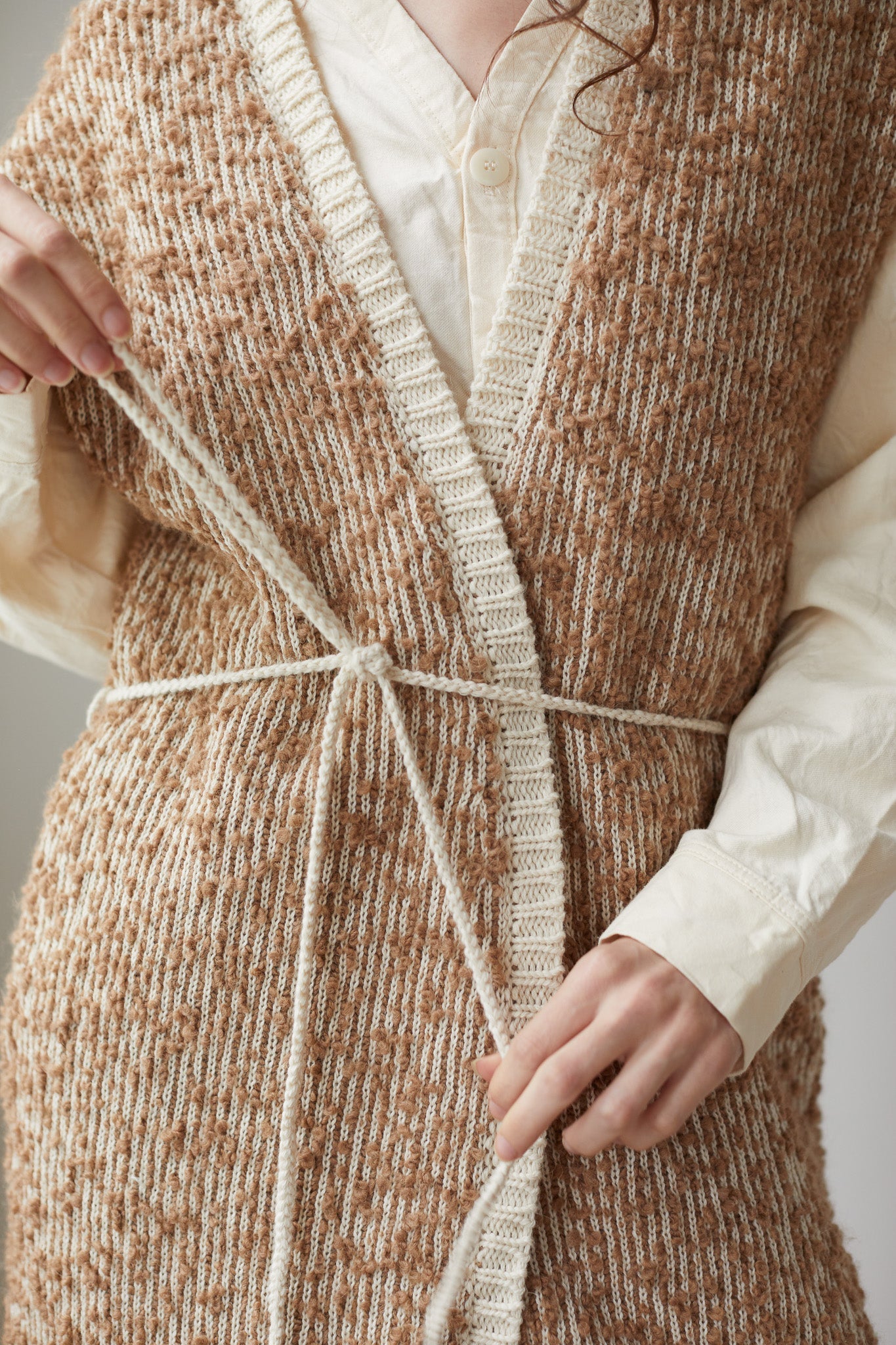 Wol Hide Knit Weave Vest in Praline