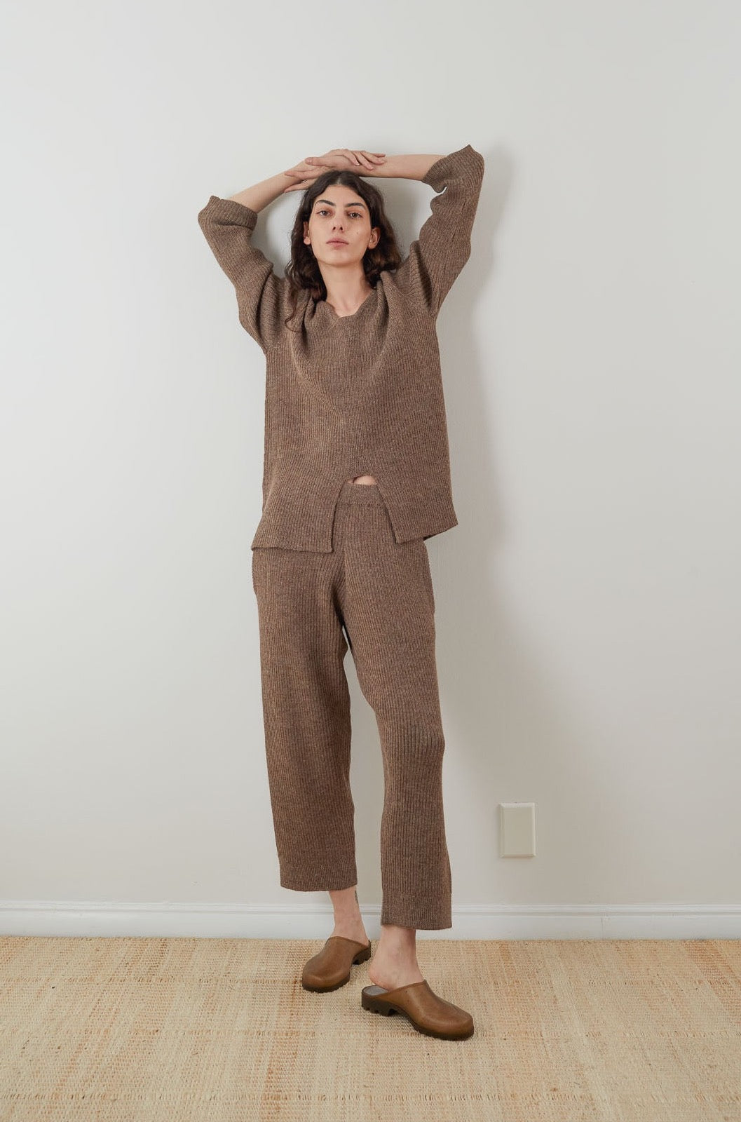 Wol Hide Rib Panel Pullover Sweater in Caribou