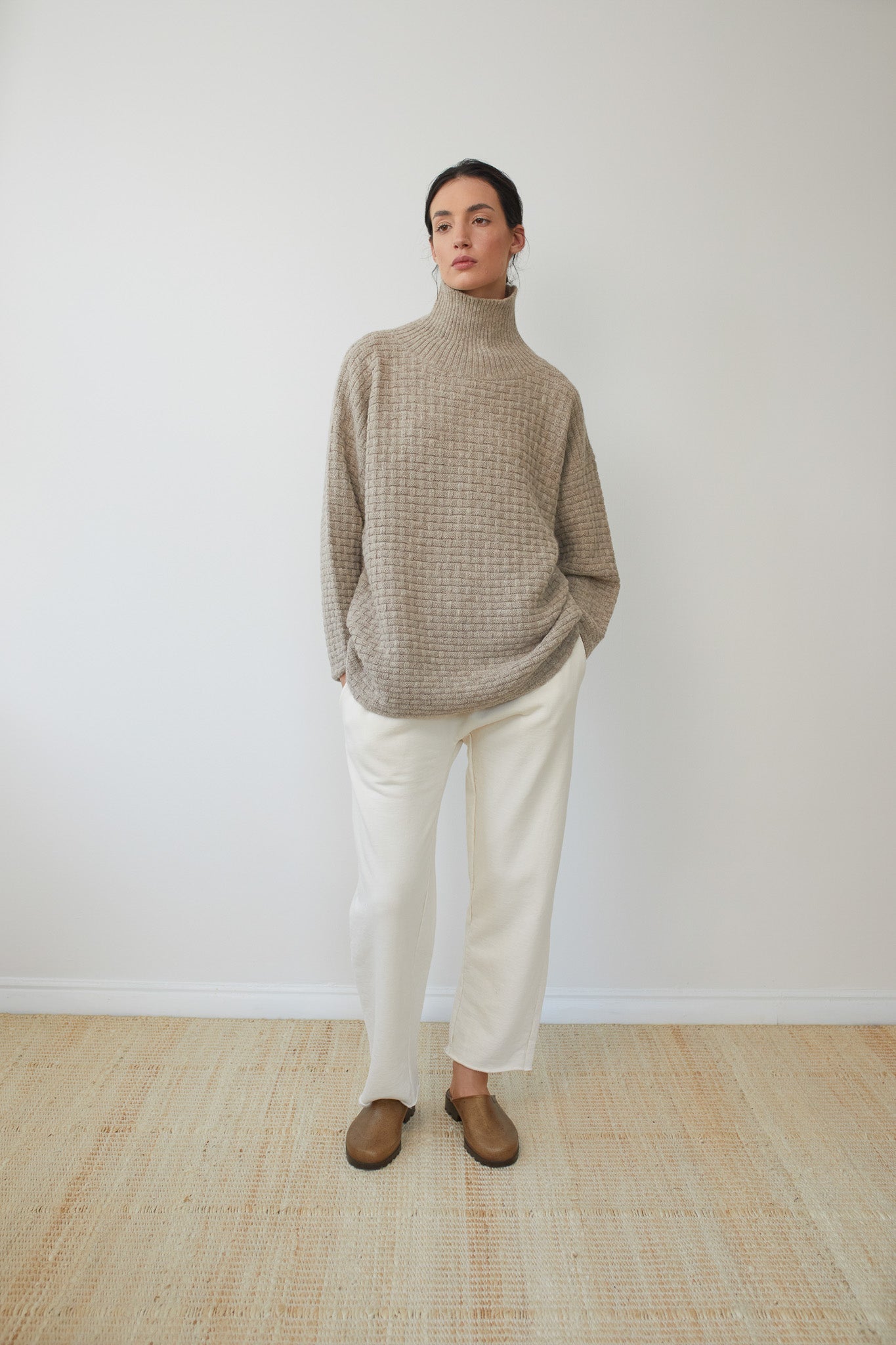 Wol Hide Lattice turtleneck in Oatmeal