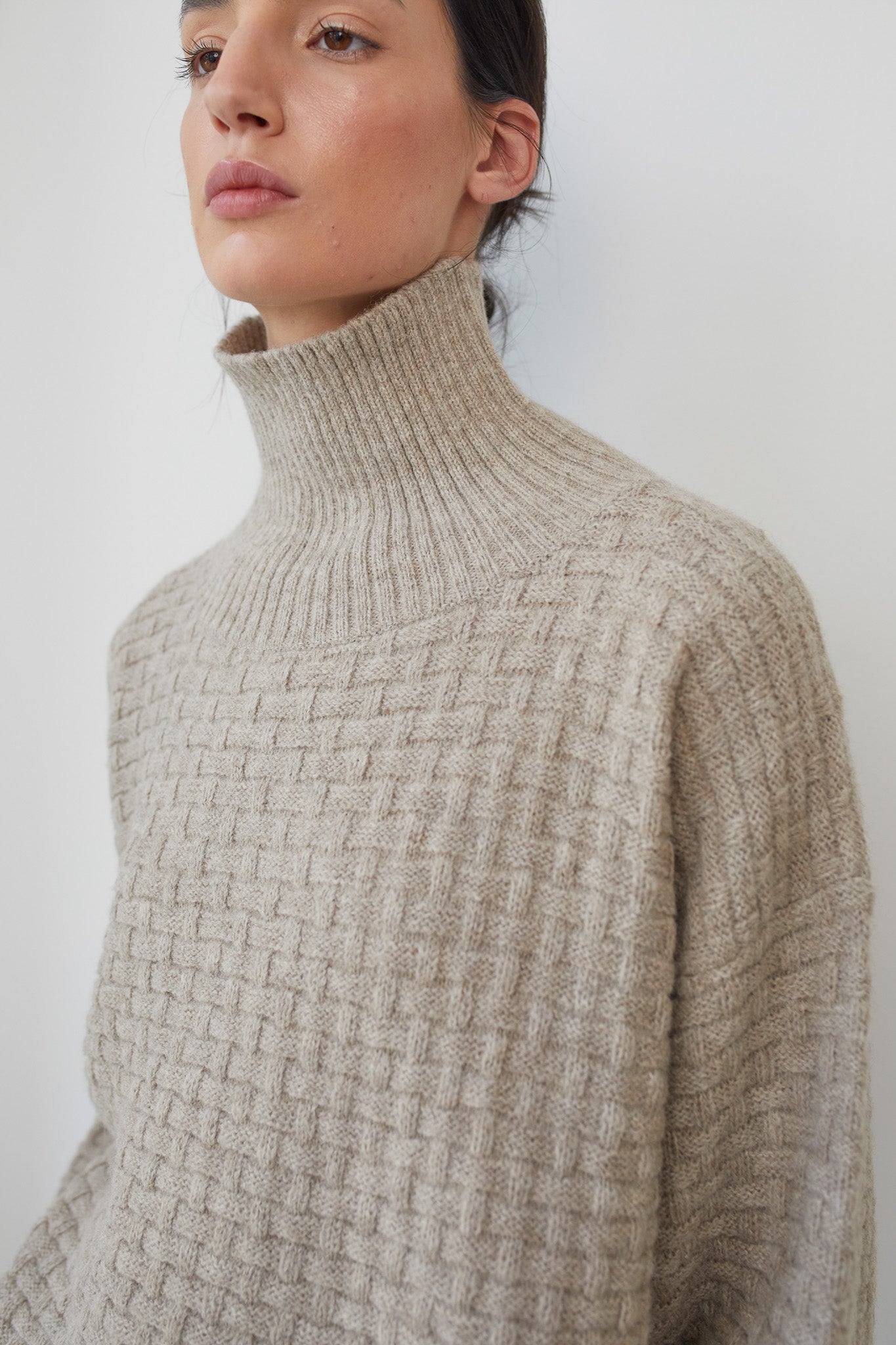 Wol Hide Lattice turtleneck in Oatmeal