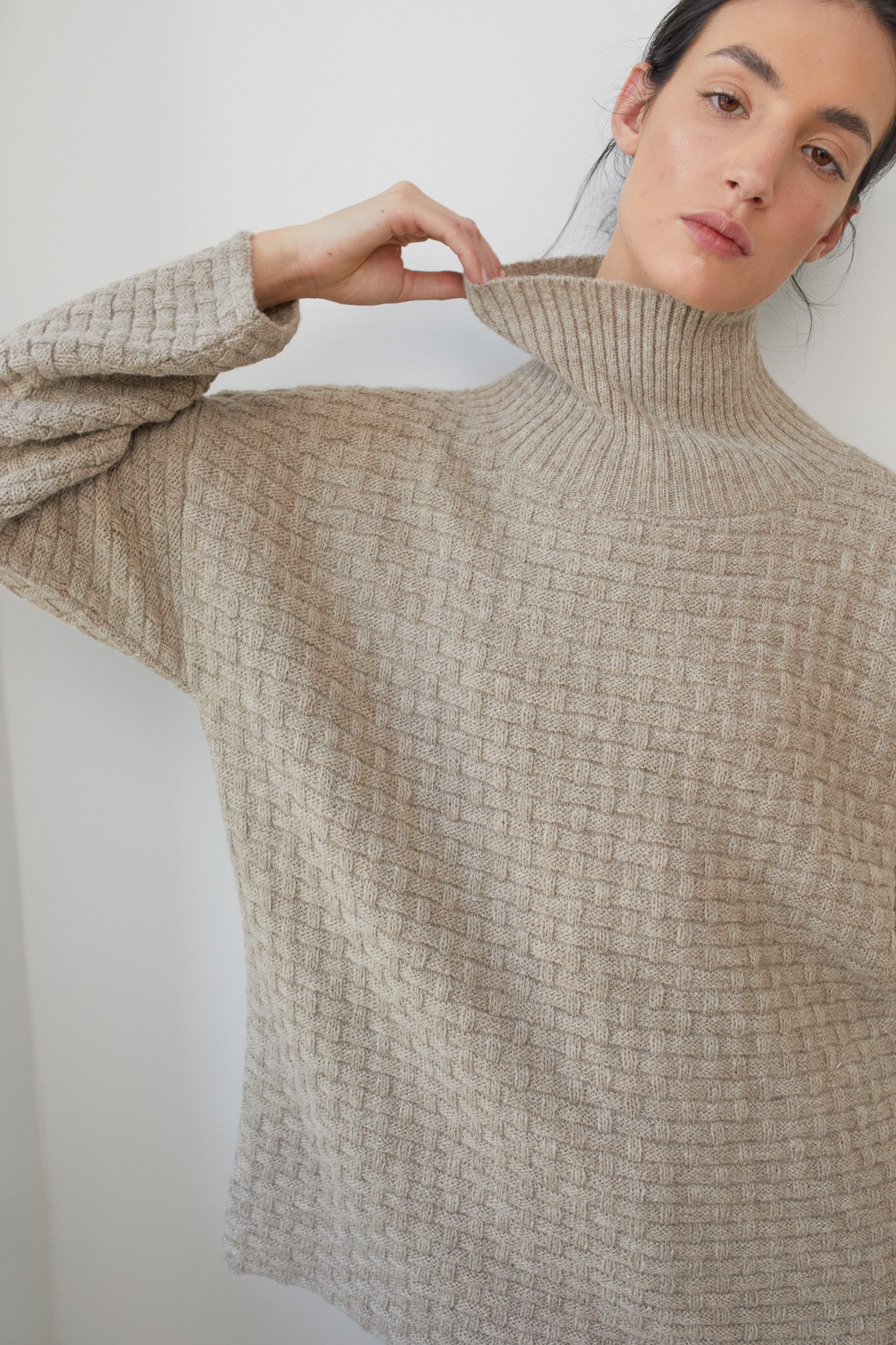 Wol Hide Lattice turtleneck in Oatmeal