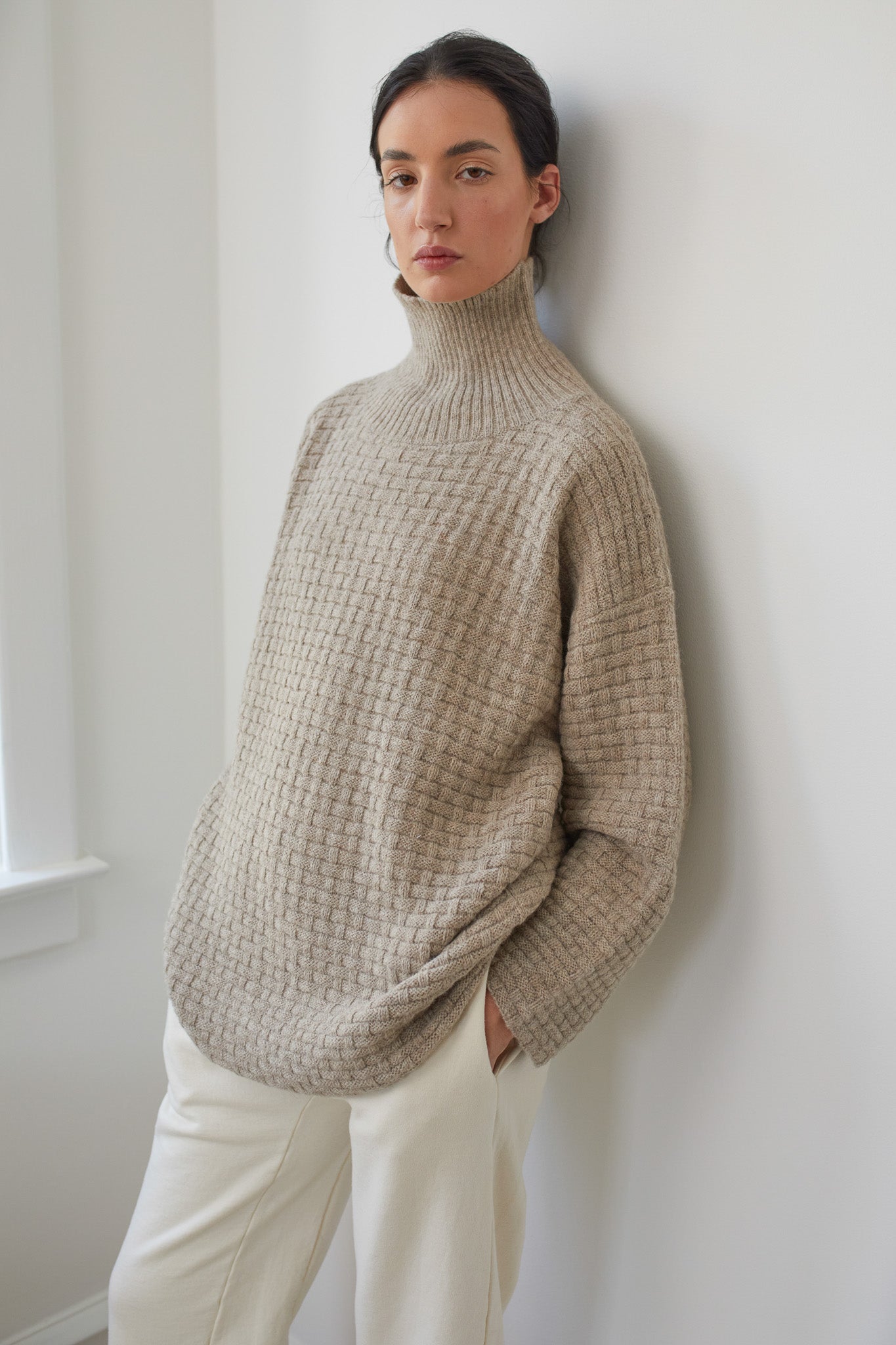 Wol Hide Lattice turtleneck in Oatmeal