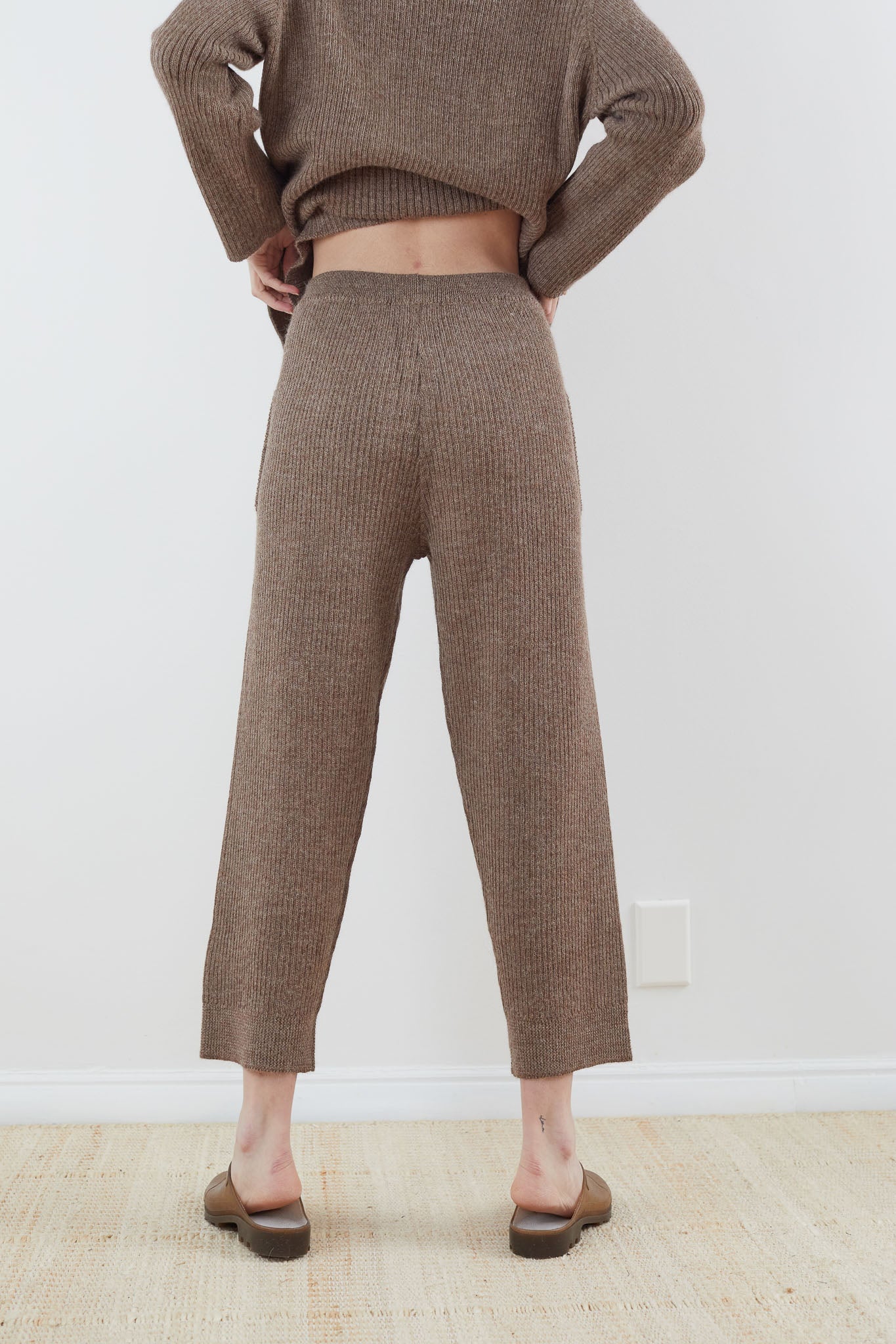 Wol Hide Rib Wide Leg Pant in Caribou