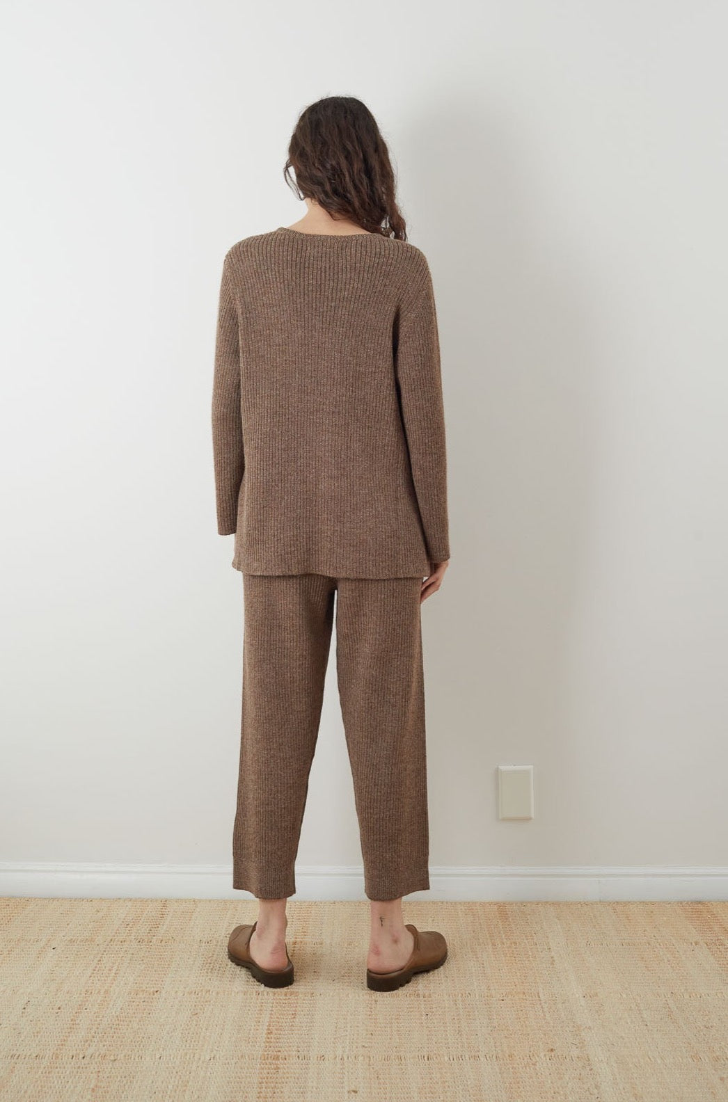 Wol Hide Rib Wide Leg Pant in Caribou