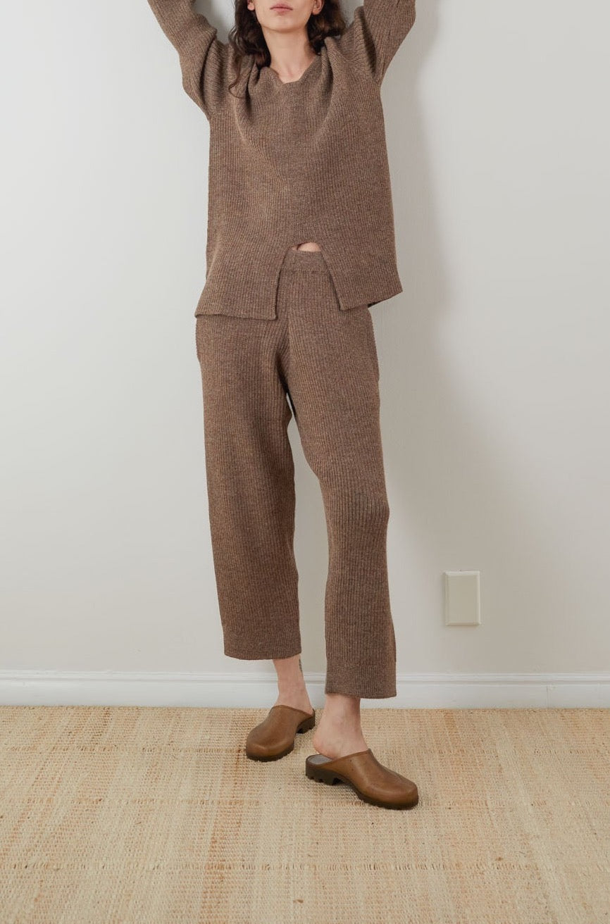 Wol Hide Rib Wide Leg Pant in Caribou