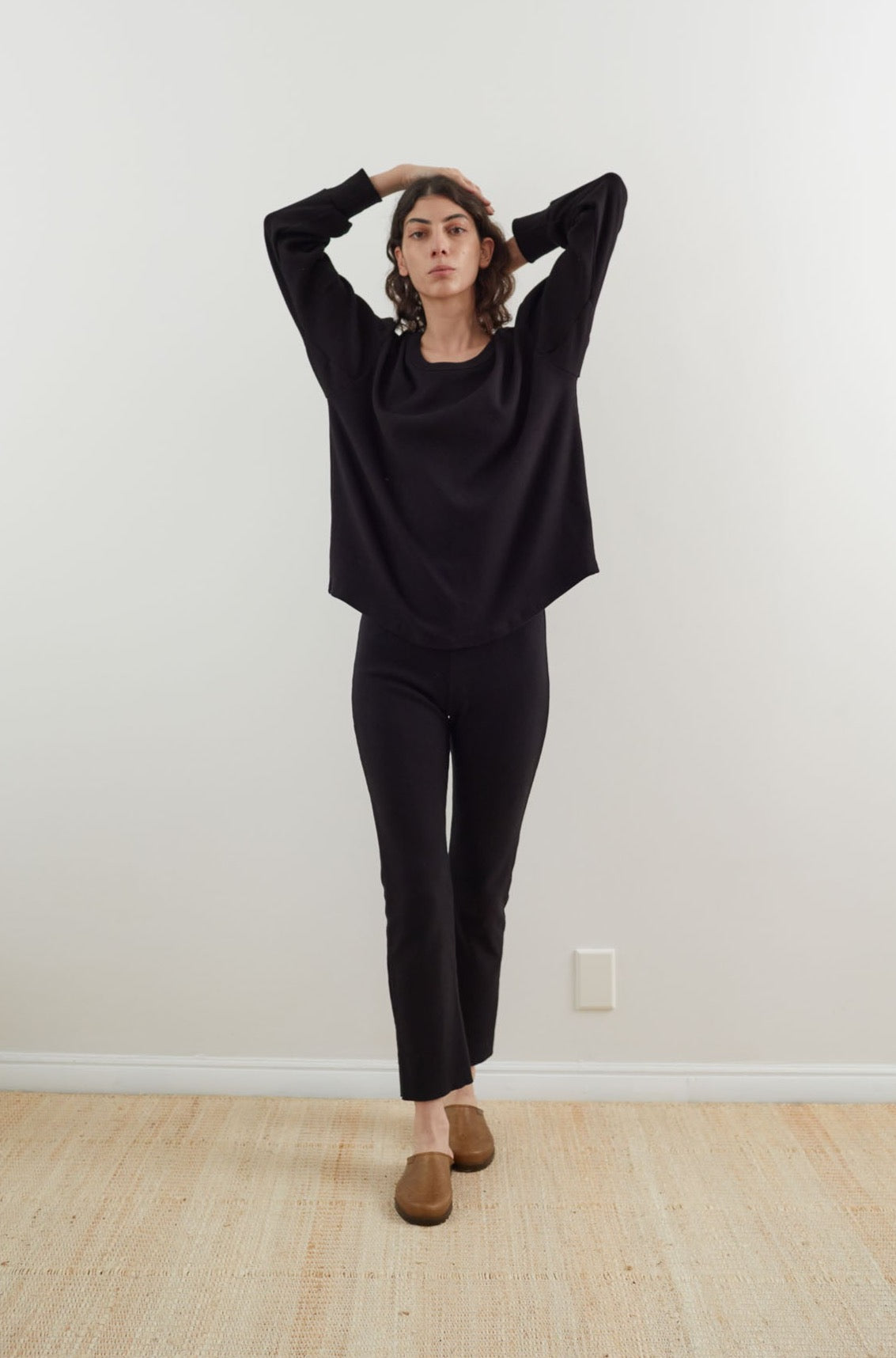 Wol Hide Scoop Neck Thermal Top in Black