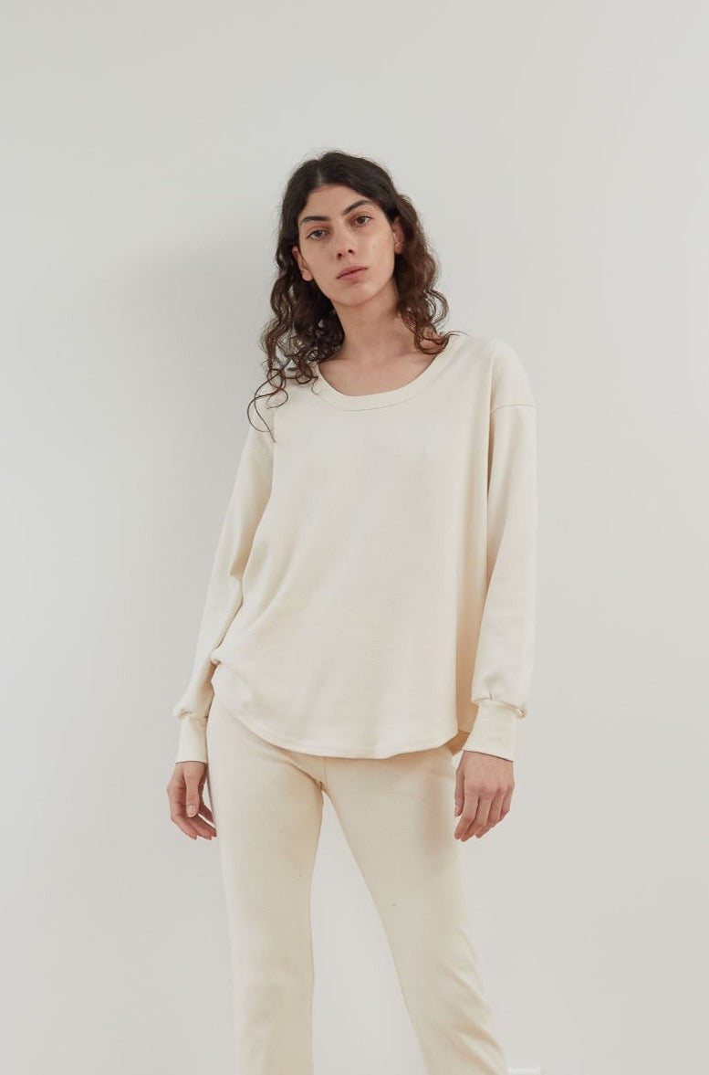 Wol Hide Easy Scoop Neck Thermal in Natural