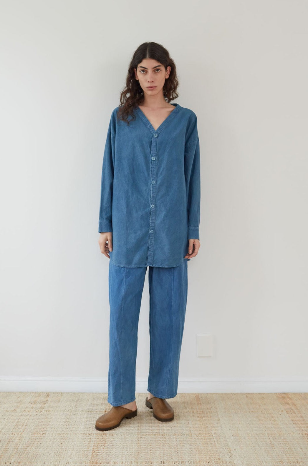 Wol Hide Twill Button Down in Indigo