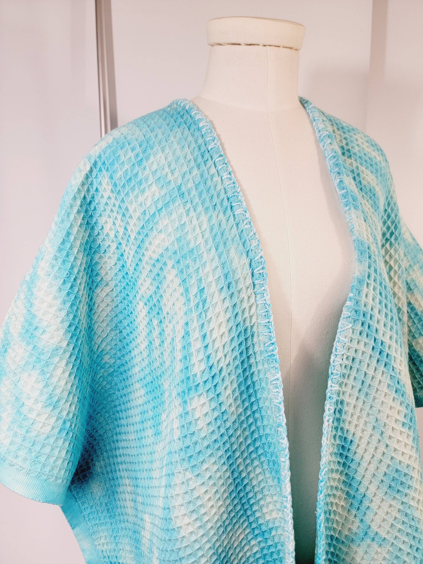 Hand made Honey comb wave Cotton Top or dress Blue