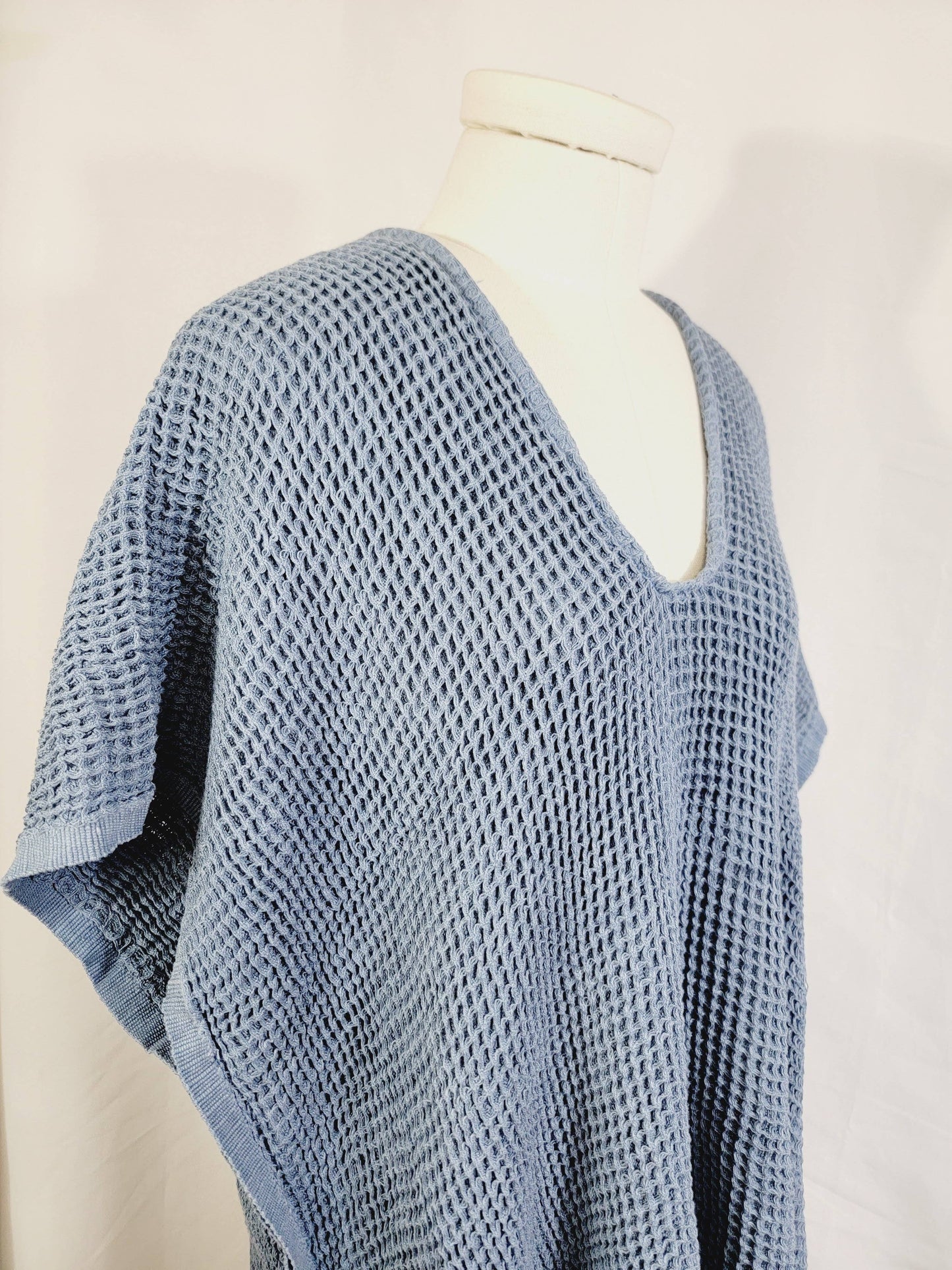 Hand made Honey comb wave Cotton Top or dress Blue