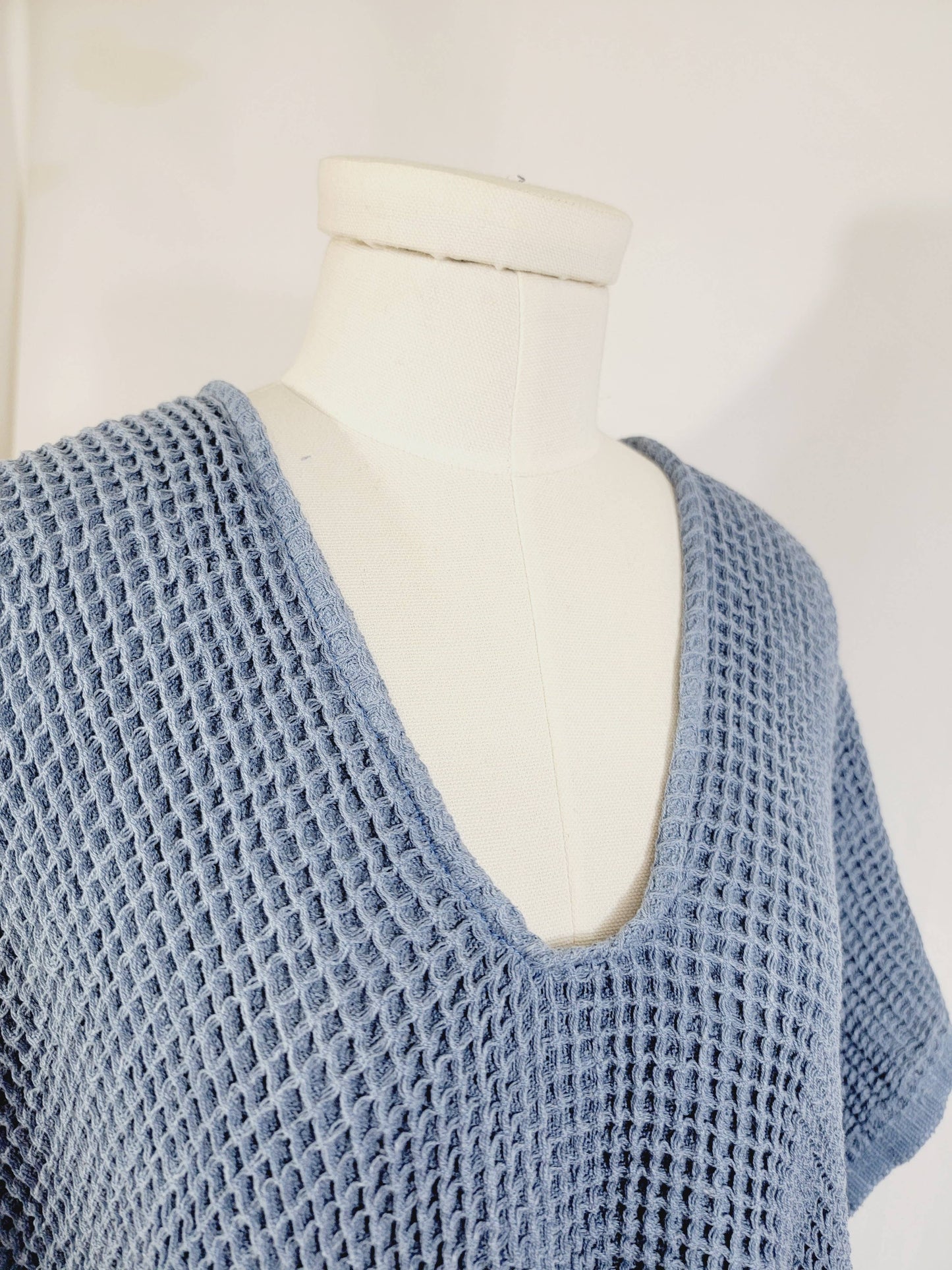 Hand made Honey comb wave Cotton Top or dress Blue