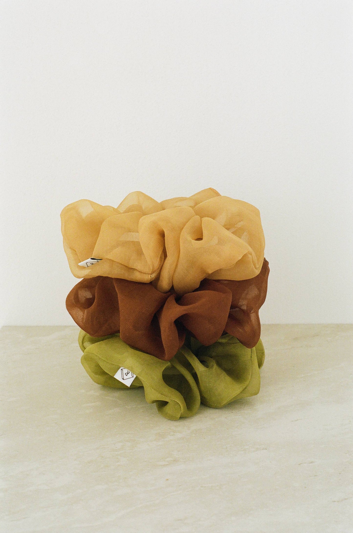 Sage Silk Organza Plant Dyed Scrunchie | Handmade with Marigold and Pomegranate Dyes