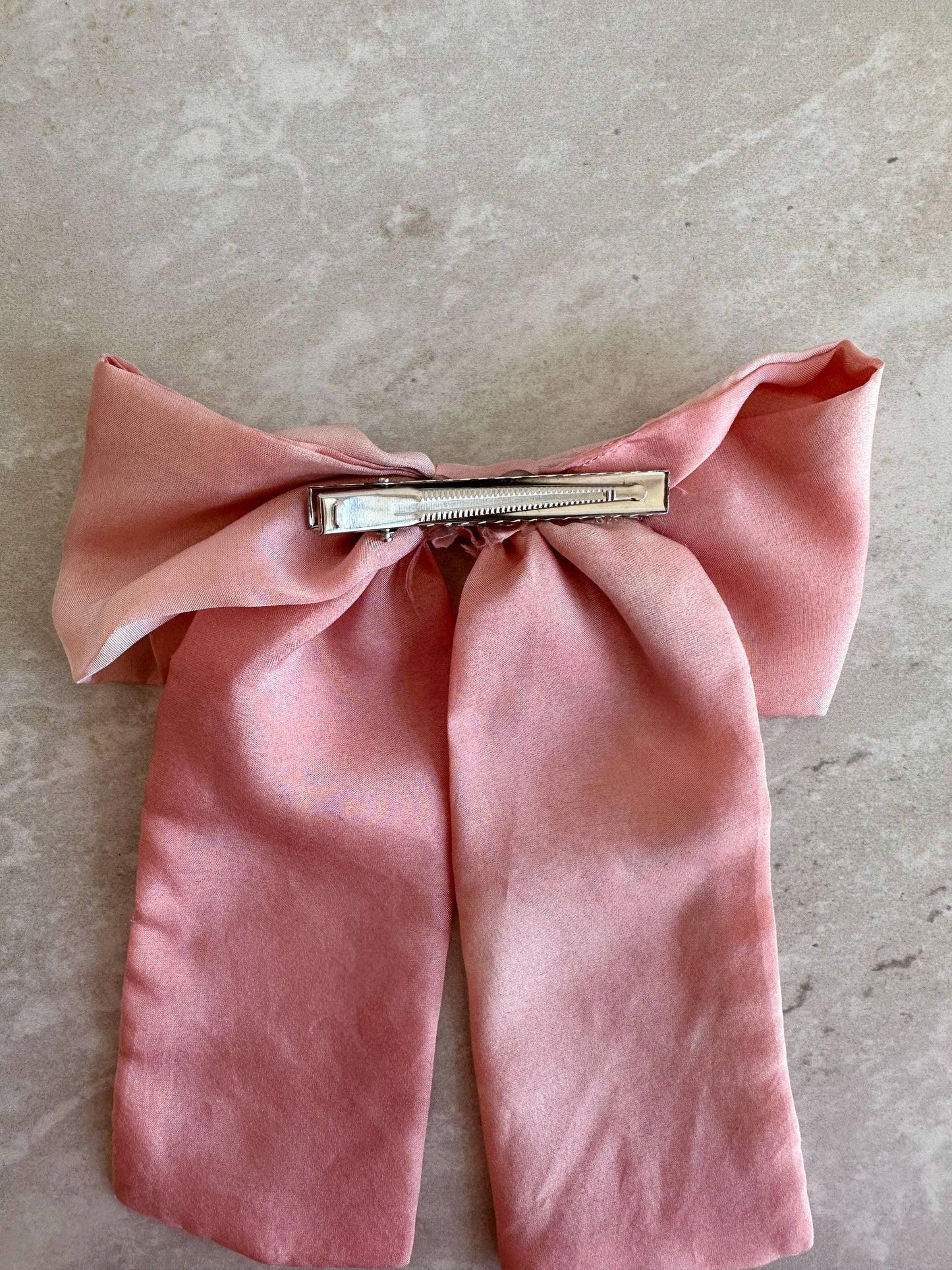 Large Pink Silk Hair Bow | Plant Dyed | Handmade