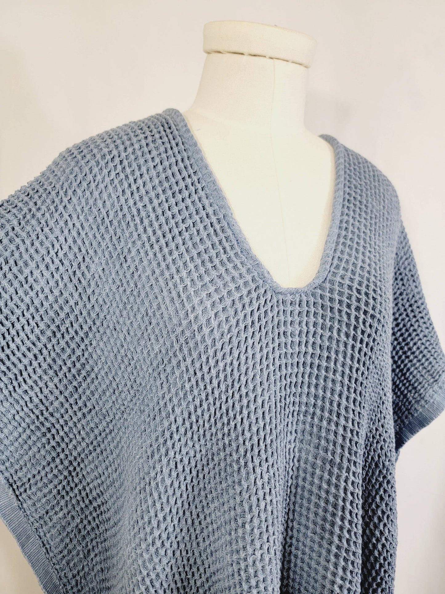 Hand made Honey comb wave Cotton Top or dress Blue