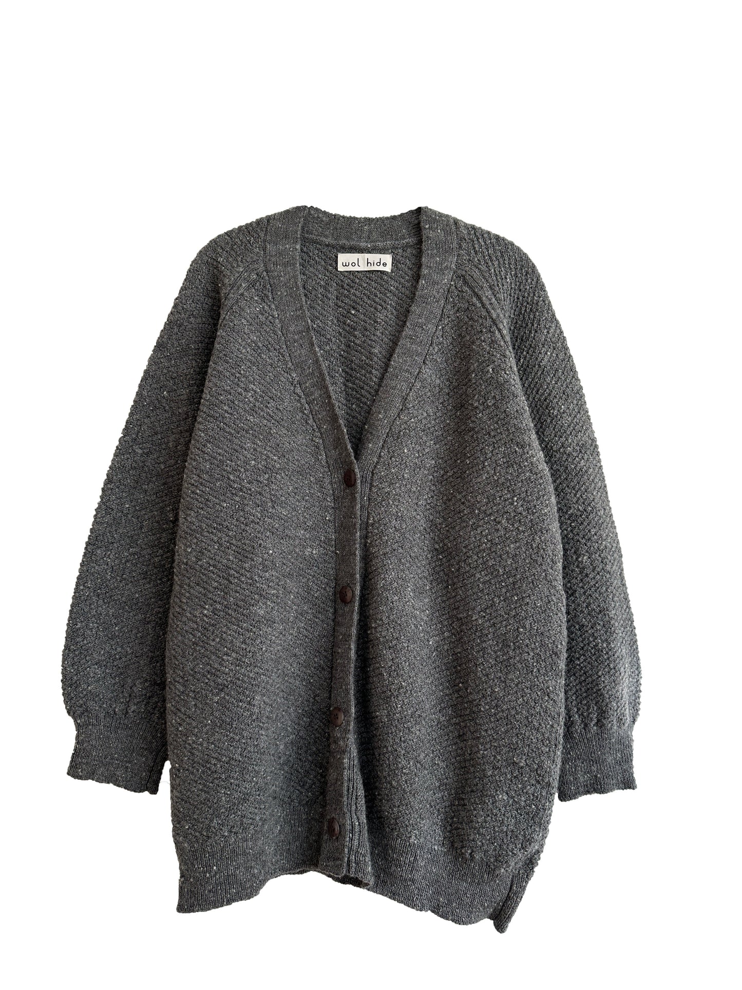 Wol Hide Moss cardigan in Charcoal