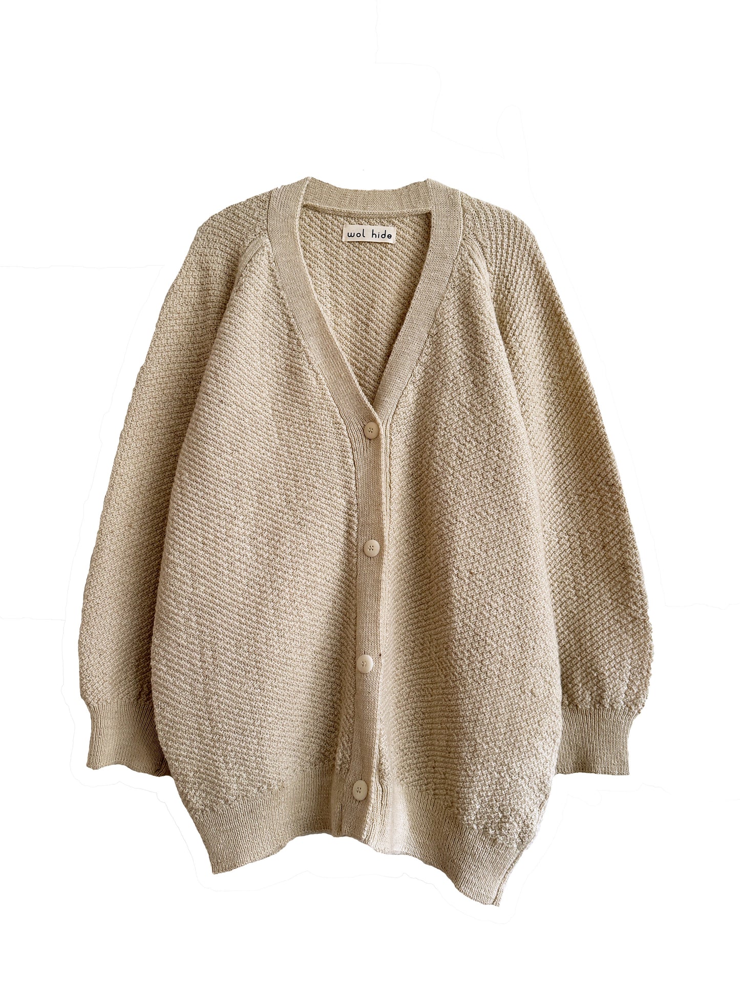 Wol Hide Moss cardigan in Ecru