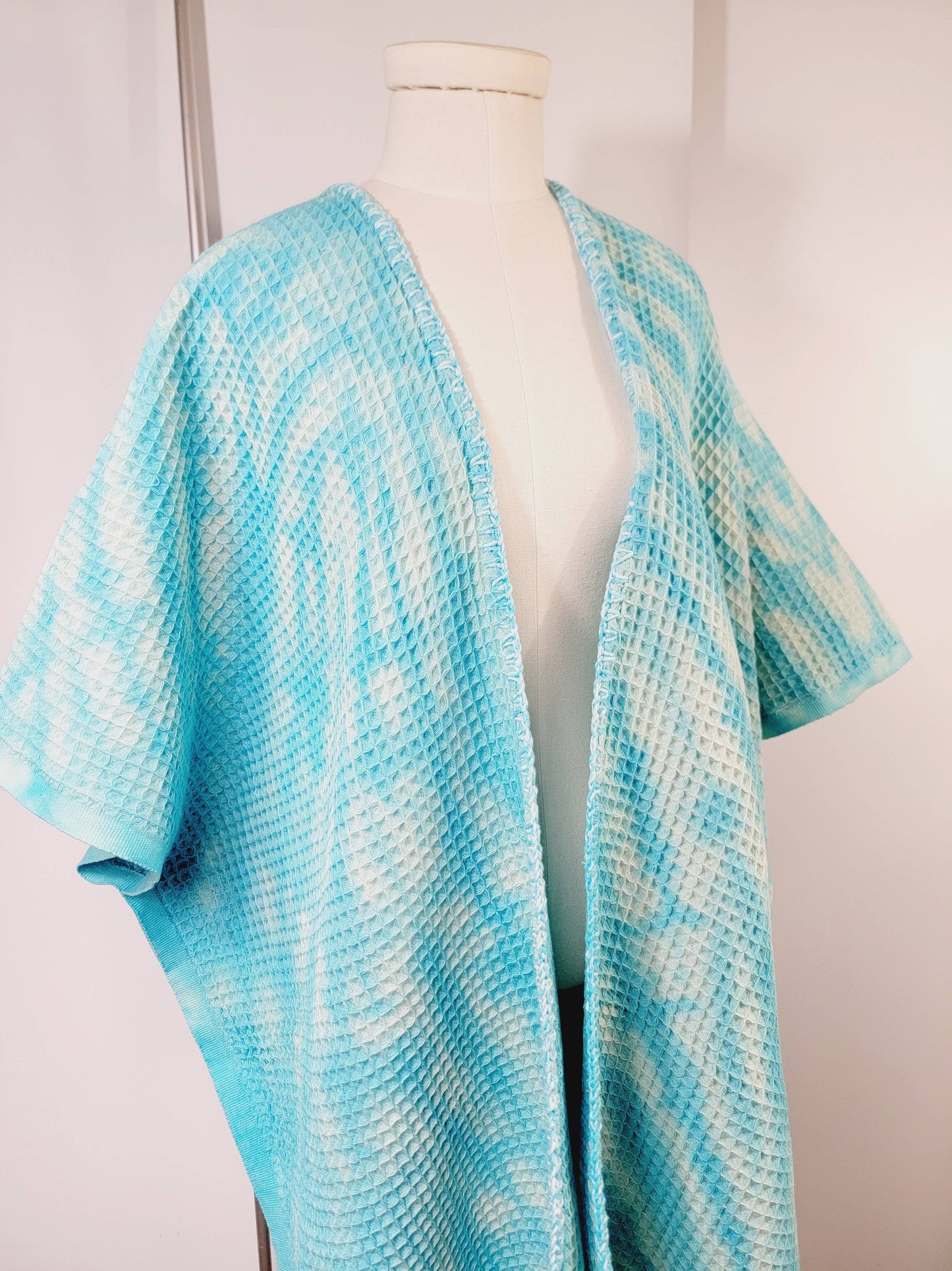 Hand made Honey comb wave Cotton Top or dress Blue