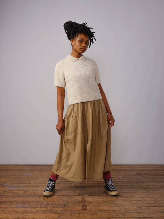 Ramona Bouclé Short Sleeve Polo - Calcite