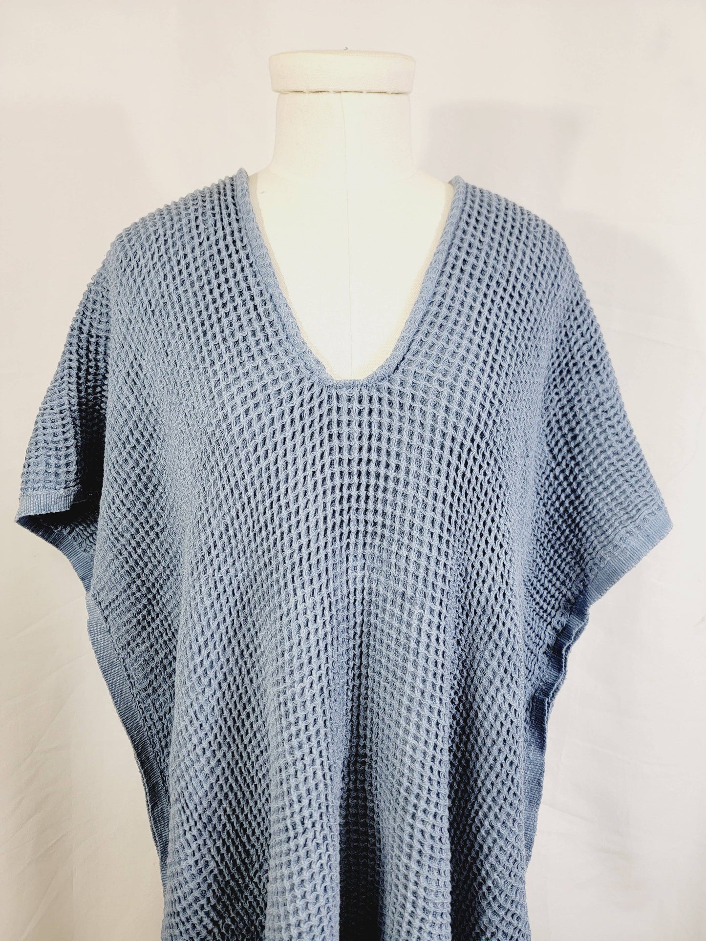 Hand made Honey comb wave Cotton Top or dress Blue
