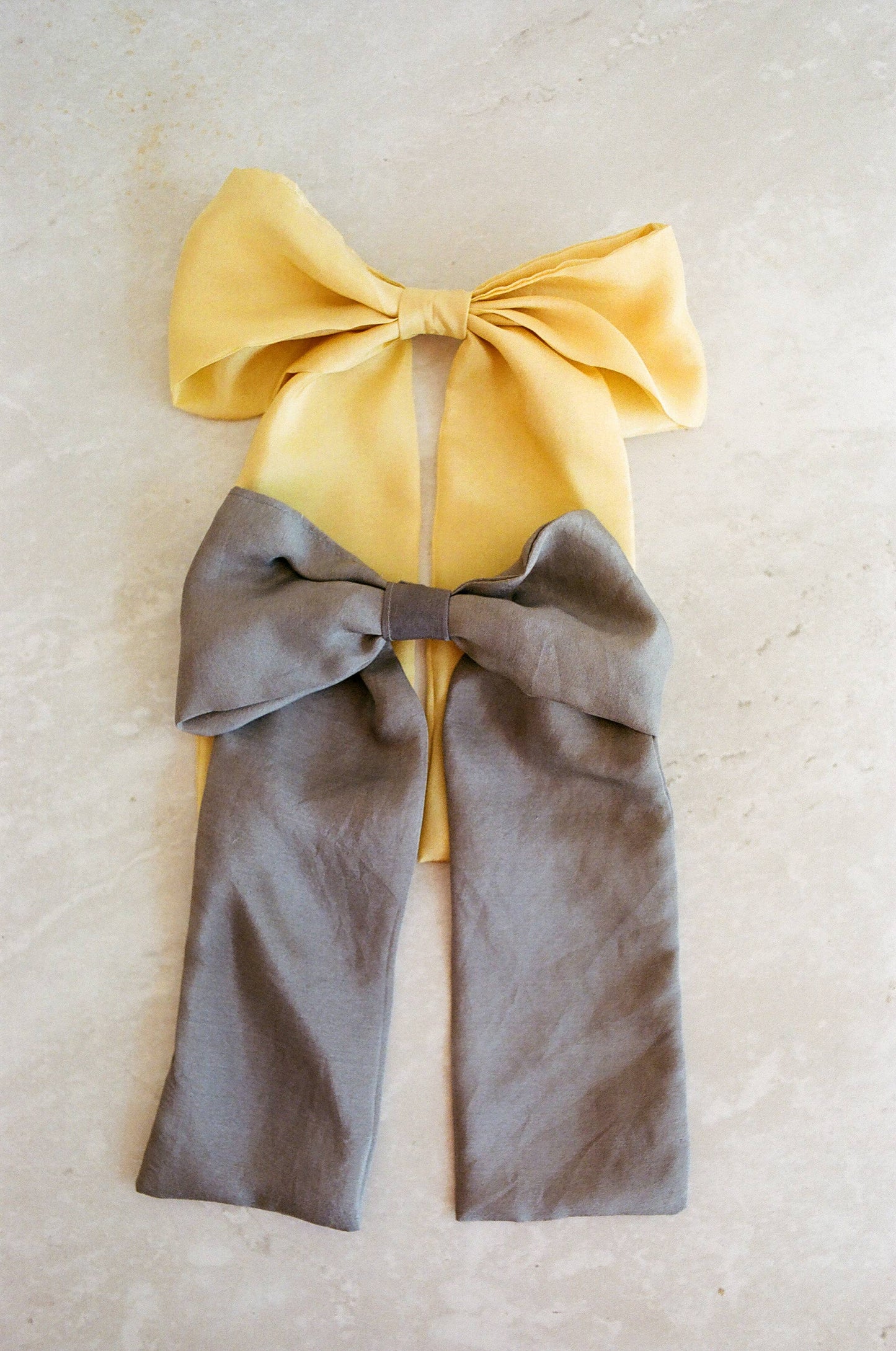 Charcoal Grey Silk Hair Bow | Plant Dyed | Handmade