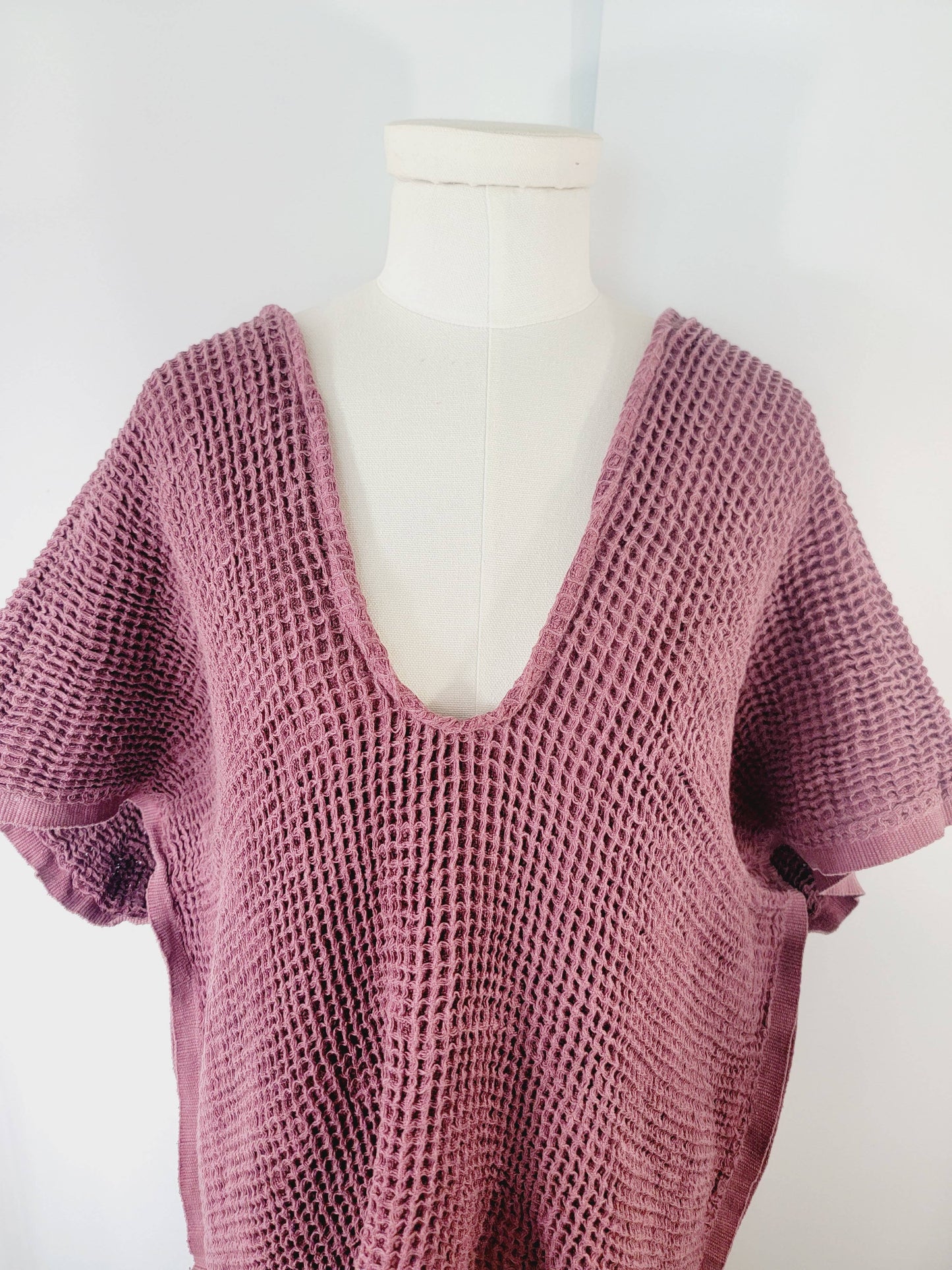 Hand made Honey comb wave Cotton Top or dress Cherry
