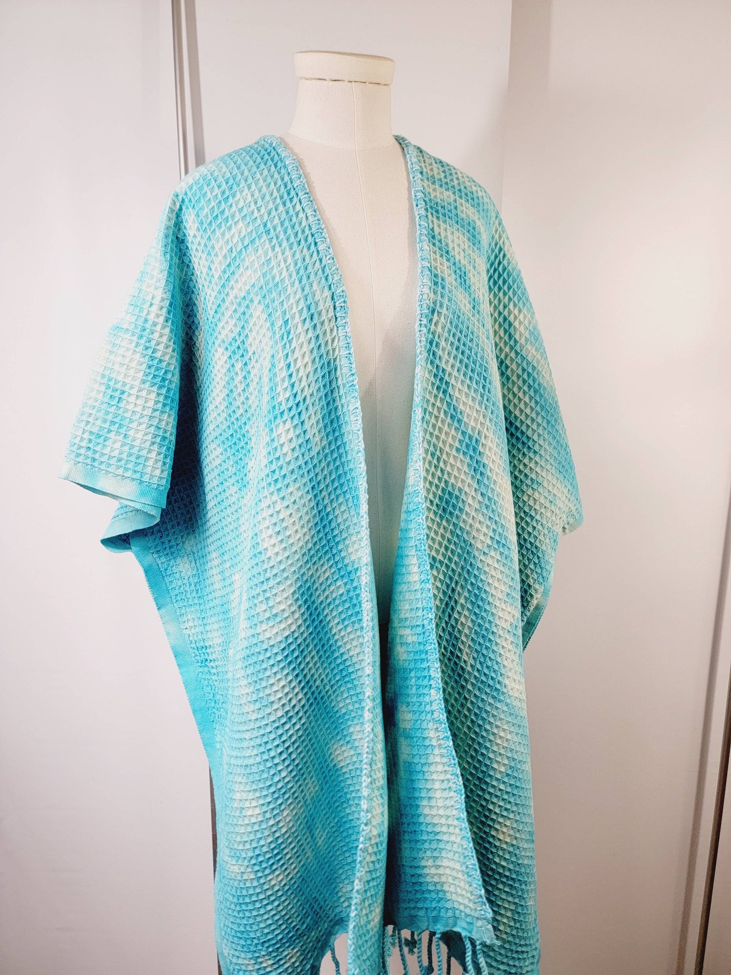 Hand made Honey comb wave Cotton Top or dress Blue