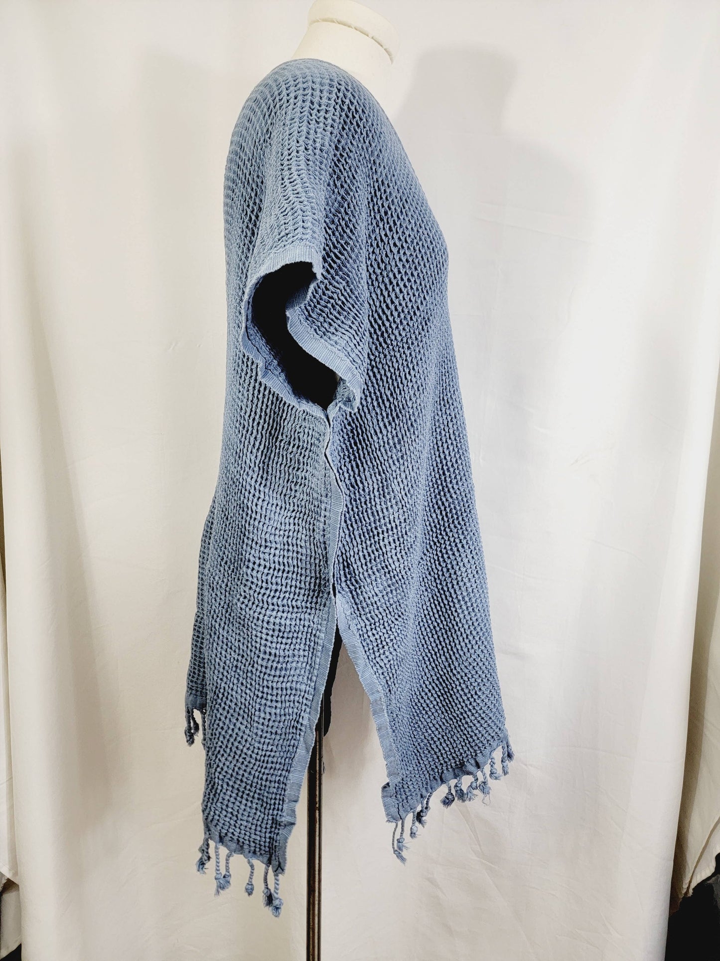 Hand made Honey comb wave Cotton Top or dress Blue