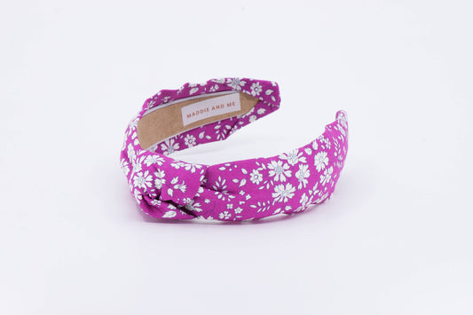 Bright Pink Berry Floral Knot Headband | Liberty Fabric
