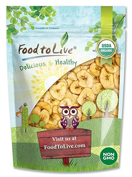 Organic Banana Chips – Sweetened, Unsulfured, Non-GMO, Vegan: 8 Ounces