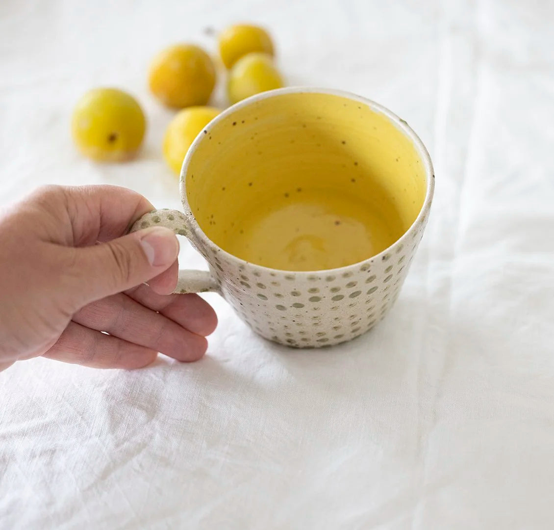 Large Mug - Green Polka Dot with Yellow Center