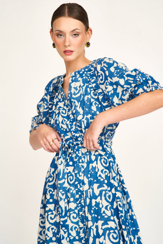 Somerset Dress in Indigo Heka