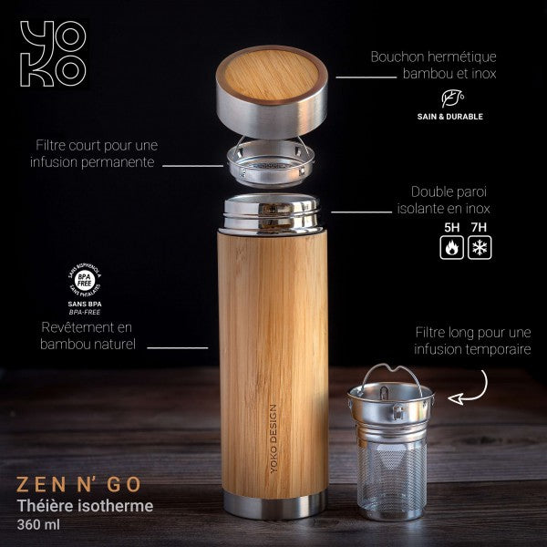insulated teapots bamboo zen n go 350 ml