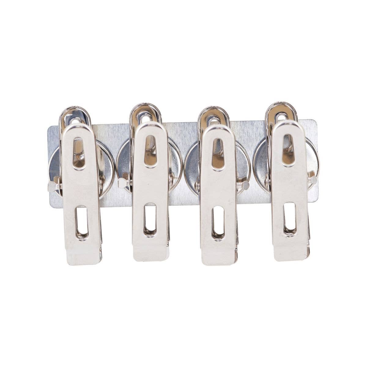 Clips w. magnets, Silver, Set of 4, l: 5 cm, w: 2 cm