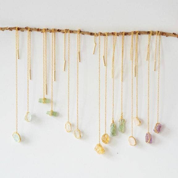 Healing Raw Stone Threader Earrings