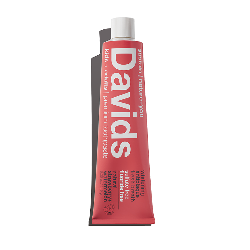 Davids kids + adults premium toothpaste / strawberry water