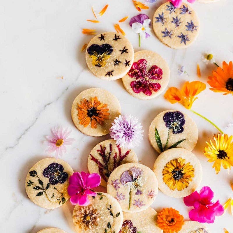 Flower Pressed Shortbread Cookies (1 Dozen)