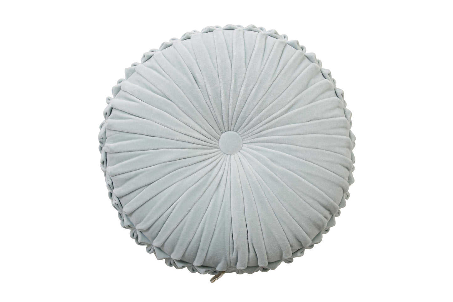 Velvet Round Handmade Pillow, Cool Blue - 16 Inch