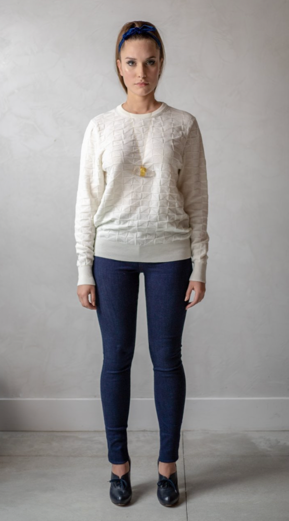 Paola Hernandez White Crew Neck Sweater