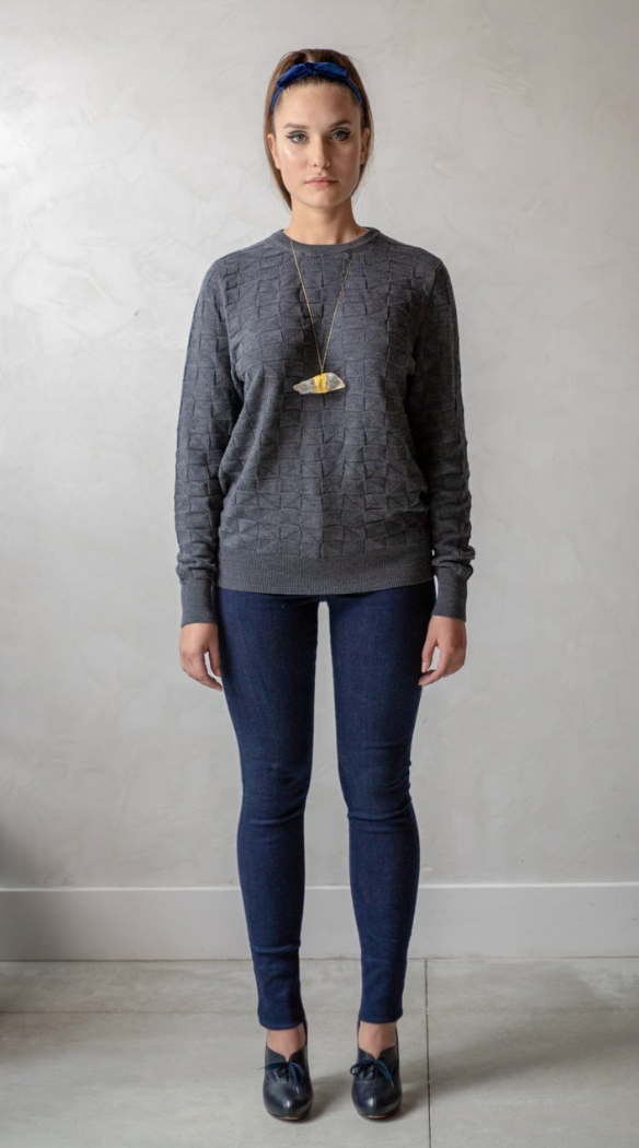 Paola Hernandez Grey Crew Neck Sweater