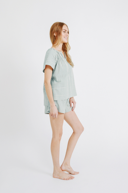 Mirth Pajama Short Set Mint Stripe