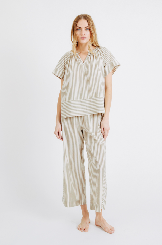 Mirth Pajama Pant Set Grey Stripe