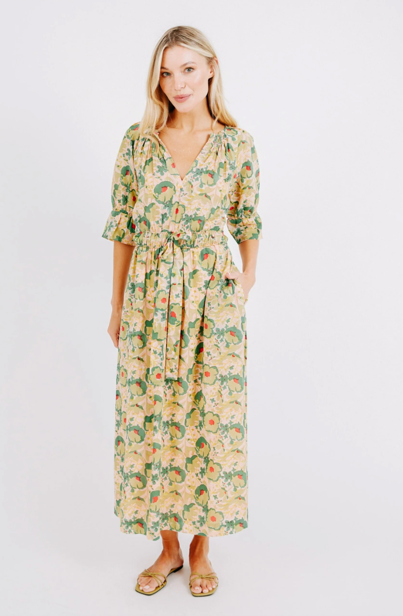 Mirth Vienna Drawstring Waist Dress in Rose Bloom