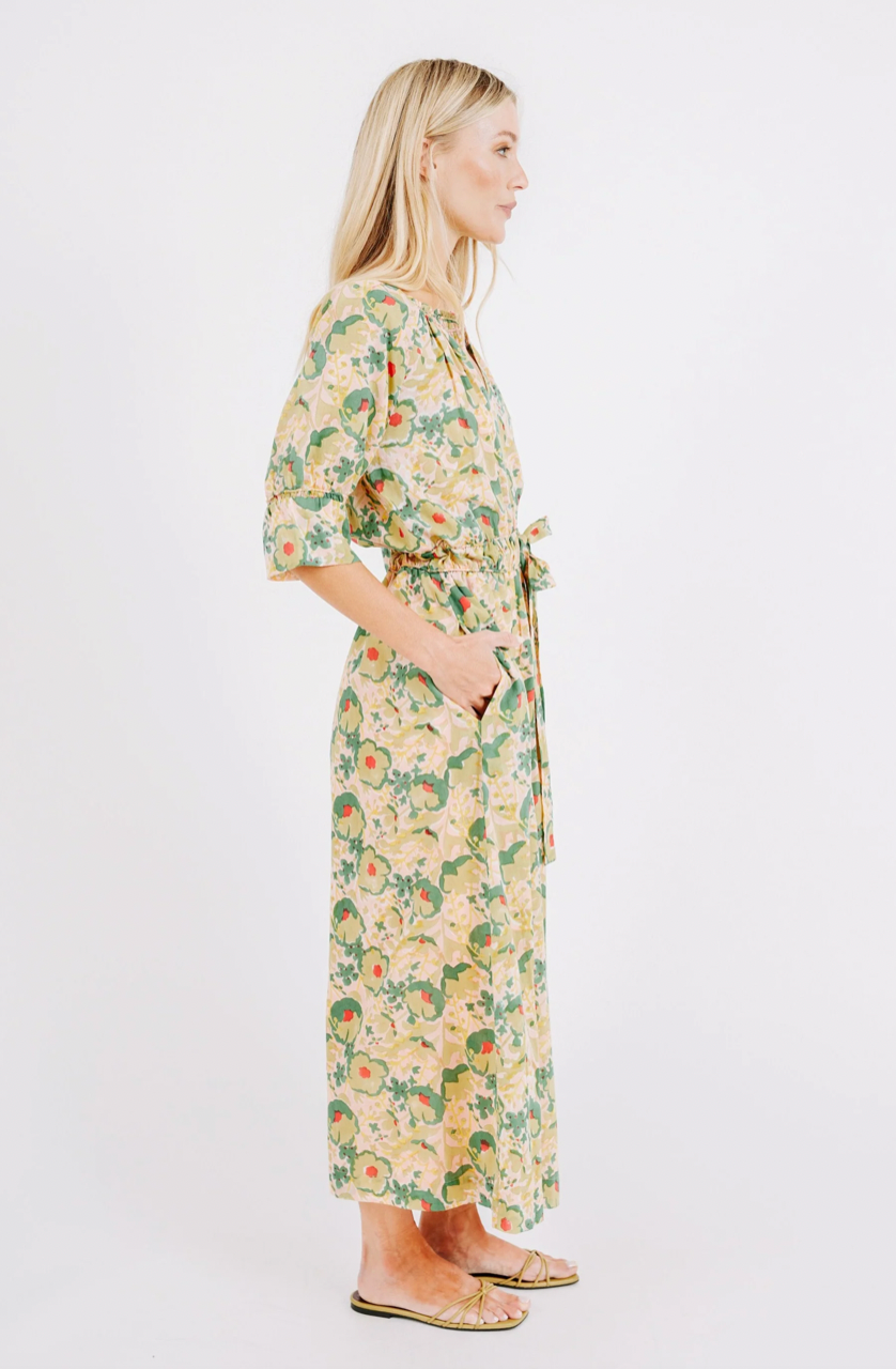 Mirth Vienna Drawstring Waist Dress in Rose Bloom